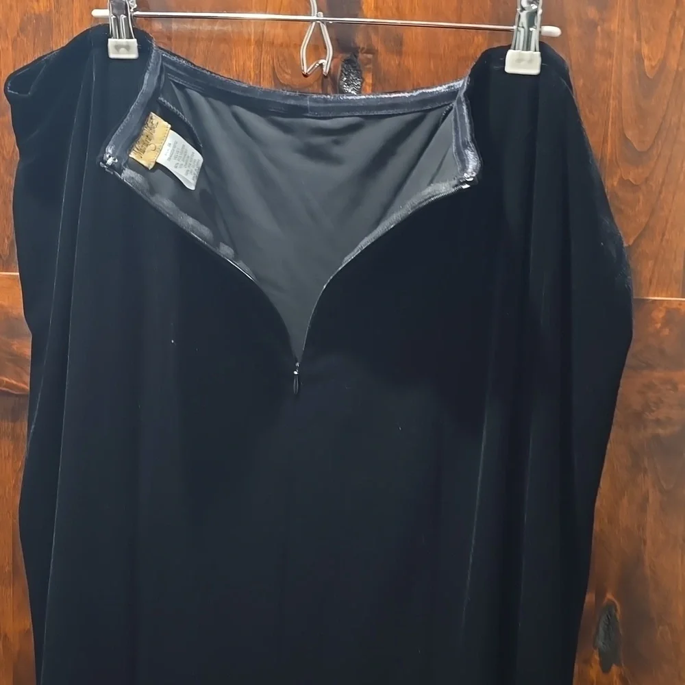 Midnight Velvet  Black Velvet Sheer Panel Maxi Skirt sz 3X
